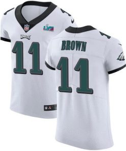 Philadelphia Eagles #11 A.J. Brown White Super Bowl LVII Patch Stitched NFL New Elite Jersey