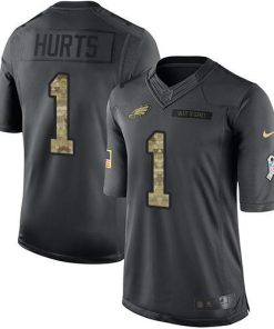 Philadelphia Eagles #1 Jalen Hurts Black Stitched NFL Limited 2016 Salute To Service Jersey