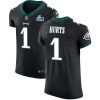 Philadelphia Eagles #1 Jalen Hurts Black Super Bowl LVII Patch Alternate Stitched NFL Vapor Untouchable Elite Jersey