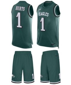Philadelphia Eagles #1 Jalen Hurts Green Team Color Stitched NFL Limited Tank Top Suit Jersey
