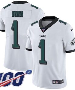 Philadelphia Eagles #1 Jalen Hurts White Stitched NFL 100th Season Vapor Untouchable Limited Jersey