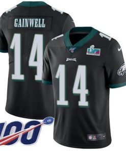 Philadelphia Eagles #14 Kenneth Gainwell Black Alternate Super Bowl LVII Patch Stitched NFL 100th Season Vapor Untouchable Limited Jersey