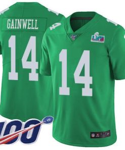 Philadelphia Eagles #14 Kenneth Gainwell Green Super Bowl LVII Patch Stitched NFL Limited Rush 100th Season Jersey