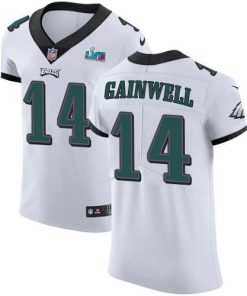 Philadelphia Eagles #14 Kenneth Gainwell White Super Bowl LVII Patch Stitched NFL New Elite Jersey