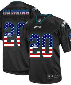 Philadelphia Eagles #20 Brian Dawkins Black Stitched NFL Elite USA Flag Fashion Jersey