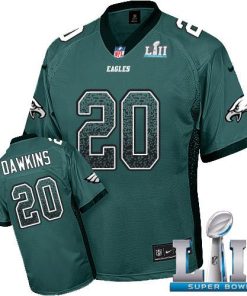 Philadelphia Eagles #20 Brian Dawkins Midnight Green Team Color Super Bowl LII Stitched NFL Elite Drift Fashion Jersey