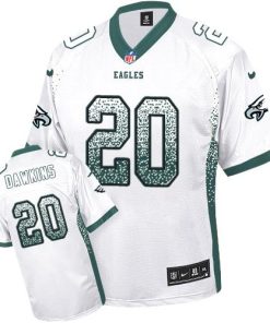 Philadelphia Eagles #20 Brian Dawkins White Stitched NFL Elite Drift Fashion Jersey