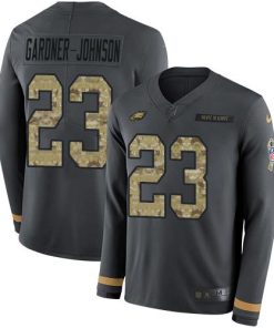 Philadelphia Eagles #23 C.J. Gardner-Johnson Anthracite Salute To Service Stitched NFL Limited Therma Long Sleeve Jersey