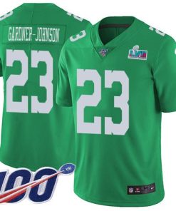 Philadelphia Eagles #23 C.J. Gardner-Johnson Green Super Bowl LVII Patch Stitched NFL Limited Rush 100th Season Jersey