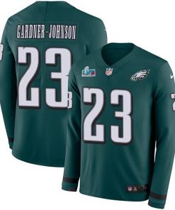 Philadelphia Eagles #23 C.J. Gardner-Johnson Green Team Color Super Bowl LVII Patch Stitched NFL Limited Therma Long Sleeve Jersey