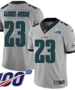 Philadelphia Eagles #23 C.J. Gardner-Johnson Silver Super Bowl LVII Patch Stitched NFL Limited Inverted Legend 100th Season Jersey