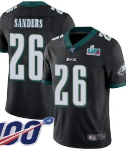 Philadelphia Eagles #26 Miles Sanders Black Super Bowl LVII Patch Alternate Stitched NFL 100th Season Vapor Limited Jersey
