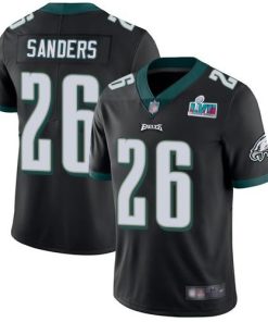 Philadelphia Eagles #26 Miles Sanders Black Super Bowl LVII Patch Alternate Stitched NFL Vapor Untouchable Limited Jersey