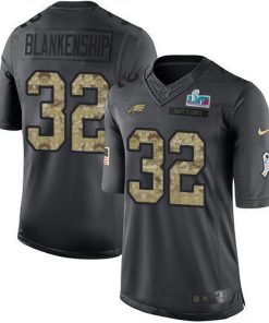Philadelphia Eagles #32 Reed Blankenship Black Super Bowl LVII Patch Stitched NFL Limited 2016 Salute To Service Jersey