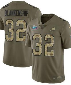 Philadelphia Eagles #32 Reed Blankenship Olive/Camo Super Bowl LVII Patch Stitched NFL Limited 2017 Salute To Service Jersey