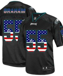Philadelphia Eagles #55 Brandon Graham Black Stitched NFL Elite USA Flag Fashion Jersey