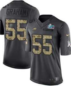 Philadelphia Eagles #55 Brandon Graham Black Super Bowl LVII Patch Stitched NFL Limited 2016 Salute To Service Jersey