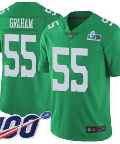 Philadelphia Eagles #55 Brandon Graham Green Super Bowl LVII Patch Stitched NFL Limited Rush 100th Season Jersey