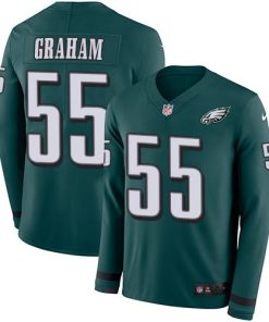 Philadelphia Eagles #55 Brandon Graham Midnight Green Team Color Stitched NFL Limited Therma Long Sleeve Jersey
