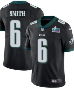 Philadelphia Eagles #6 DeVonta Smith Black Super Bowl LVII Patch Alternate Stitched NFL Vapor Untouchable Limited Jersey