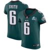 Philadelphia Eagles #6 DeVonta Smith Green Team Color Super Bowl LVII Patch Stitched NFL Vapor Untouchable Elite Jersey