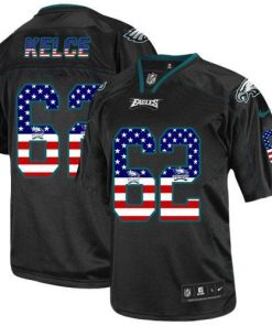 Philadelphia Eagles #62 Jason Kelce Black Stitched NFL Elite USA Flag Fashion Jersey