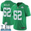 Philadelphia Eagles #62 Jason Kelce Green Super Bowl LII Stitched NFL Limited Rush Jersey