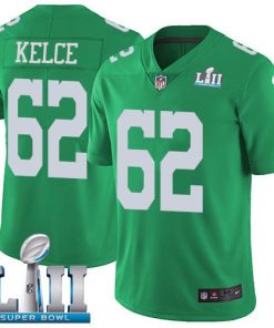 Philadelphia Eagles #62 Jason Kelce Green Super Bowl LII Stitched NFL Limited Rush Jersey