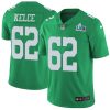 Philadelphia Eagles #62 Jason Kelce Green Super Bowl LVII Patch Stitched NFL Limited Rush Jersey