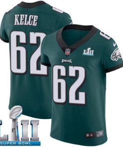 Philadelphia Eagles #62 Jason Kelce Midnight Green Team Color Super Bowl LII Stitched NFL Vapor Untouchable Elite Jersey