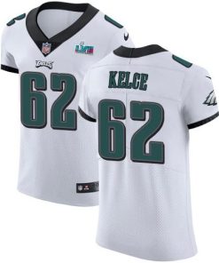 Philadelphia Eagles #62 Jason Kelce White Super Bowl LVII Patch Stitched NFL New Elite Jersey
