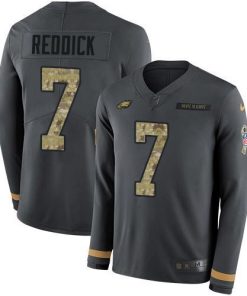 Philadelphia Eagles #7 Haason Reddick Anthracite Salute To Service Stitched NFL Limited Therma Long Sleeve Jersey