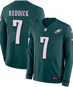 Philadelphia Eagles #7 Haason Reddick Green Team Color Stitched NFL Limited Therma Long Sleeve Jersey