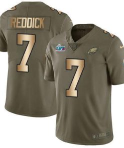 Philadelphia Eagles #7 Haason Reddick Olive/Gold Super Bowl LVII Patch Stitched NFL Limited 2017 Salute To Service Jersey