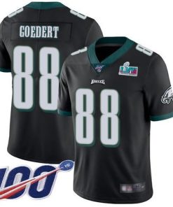 Philadelphia Eagles #88 Dallas Goedert Black Super Bowl LVII Patch Alternate Stitched NFL 100th Season Vapor Limited Jersey