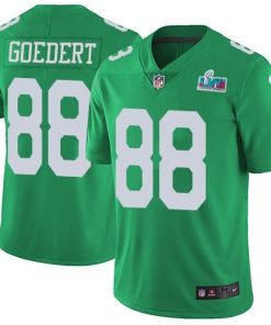 Philadelphia Eagles #88 Dallas Goedert Green Super Bowl LVII Patch Stitched NFL Limited Rush Jersey