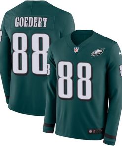 Philadelphia Eagles #88 Dallas Goedert Midnight Green Team Color Stitched NFL Limited Therma Long Sleeve Jersey