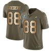 Philadelphia Eagles #88 Dallas Goedert Olive/Gold Super Bowl LVII Patch Stitched NFL Limited 2017 Salute To Service Jersey