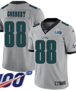 Philadelphia Eagles #88 Dallas Goedert Silver Super Bowl LVII Patch Stitched NFL Limited Inverted Legend 100th Season Jersey