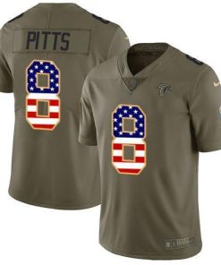 Nike Falcons #8 Kyle Pitts Olive/USA Flag Stitched NFL Limited 2017 Salute To Service Jersey