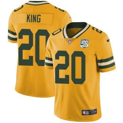 Nike Green Bay Packers #20 Kevin King Yellow 100th Season Stitched Limited Rush Jersey
