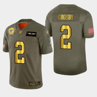 Nike Green Bay Packers #2 Mason Crosby Olive Gold 2019 Salute to Service 100 Limited Jersey