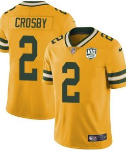 Nike Green Bay Packers #2 Mason Crosby Yellow 100th Season Stitched Limited Rush Jersey
