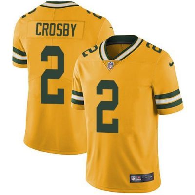 Nike Green Bay Packers #2 Mason Crosby Yellow Stitched Limited Rush Jersey