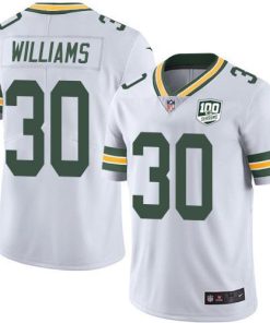 Nike Green Bay Packers #30 Jamaal Williams White 100th Season Stitched Vapor Untouchable Limited Jersey