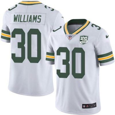 Nike Green Bay Packers #30 Jamaal Williams White 100th Season Stitched Vapor Untouchable Limited Jersey