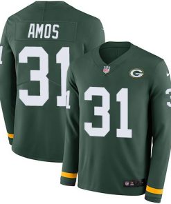 Nike Green Bay Packers #31 Adrian Amos Green Team Color Stitched Limited Therma Long Sleeve Jersey