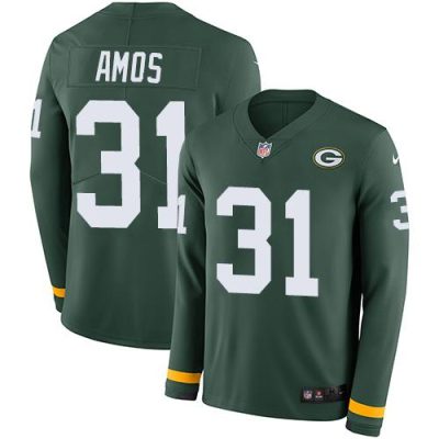 Nike Green Bay Packers #31 Adrian Amos Green Team Color Stitched Limited Therma Long Sleeve Jersey