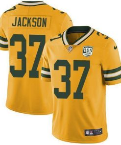 Nike Green Bay Packers #37 Josh Jackson Yellow 100th Season Stitched Limited Rush Jersey