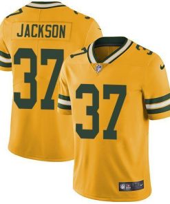 Nike Green Bay Packers #37 Josh Jackson Yellow Stitched Limited Rush Jersey